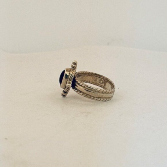 Vintage 925 Sterling Silver Ring Size 5 Black Onyx Cabochon Rope Estate - Picture 5 of 11